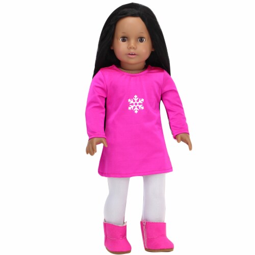 Sophia's - 18  Doll - Pink Snowflake Dress, Silver Vest, Leggings & Booties Perspective: left
