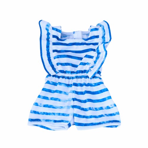 Sophia's Stripe Romper and Sandals for 18  Dolls, Blue/White Perspective: left