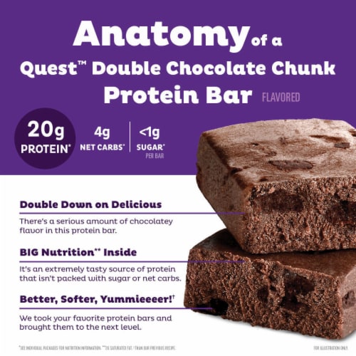 Quest Double Chocolate Chunk Protein Bar Perspective: left