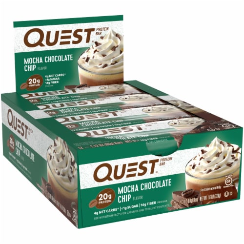 Quest Mocha Chocolate Chip Protein Bars 12 Count Perspective: left