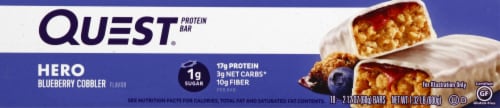 Quest HERO Blueberry Cobbler Protein Bars Perspective: left