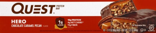 Quest® HERO Chocolate Caramel Pecan Protein Bars Perspective: left