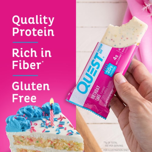 Quest Birthday Cake Protein Bars Perspective: left