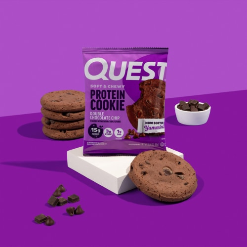 Quest Double Chocolate Chip Protein Cookie Perspective: left
