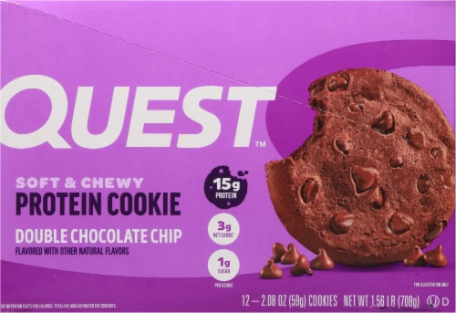 Quest Double Chocolate Chip Protein Cookies Perspective: left