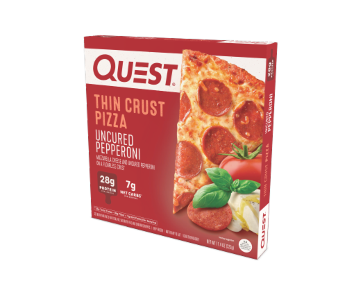Quest Thin Crust Uncured Pepperoni Frozen Pizza Perspective: left