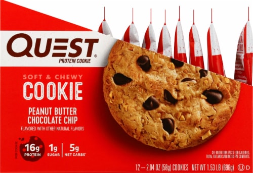 Quest Peanut Butter Chocolate Chip Protein Cookies Perspective: left