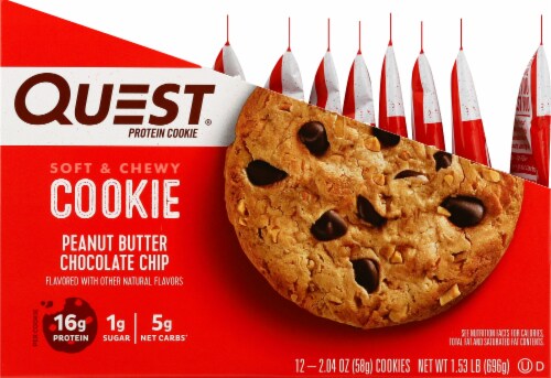 Quest Peanut Butter Chocolate Chip Protein Cookies Perspective: left