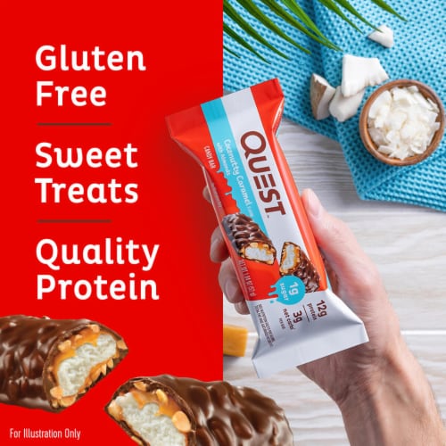 Quest Coconutty Caramel Protein Candy Bar with Almonds Perspective: left