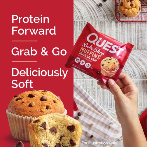 Quest Bake Shop Chocolate Chip Protein Muffins Perspective: left