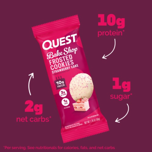Quest Strawberry Cake Flavored Frosted Protein Cookies Perspective: left