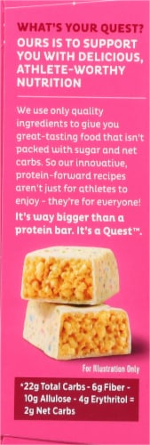 Quest Hero Crispy Birthday Cake Protein Bar Perspective: left