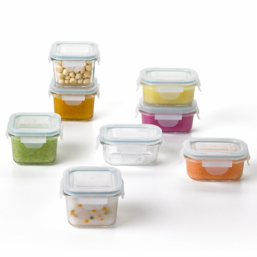 Glasslock Mini 5 and 7 Ounce Tempered Glass Food Storage Container Set, 8 Pieces Perspective: left
