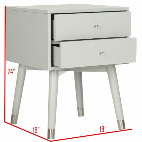 SAFAVIEH Lyla Mid-Century Retro Silver Cap Nightstand Grey / Silver Perspective: left