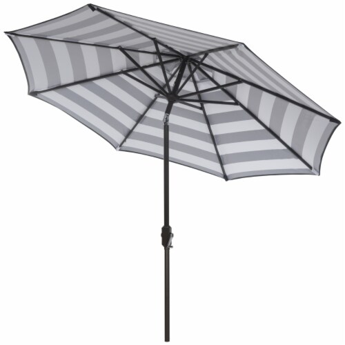 SAFAVIEH Outdoor Collection Iris Fashion Line 9-Foot Tilt Umbrella Black / White Perspective: left