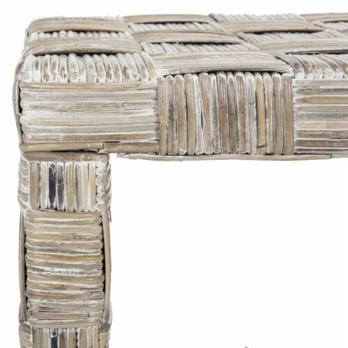 SAFAVIEH Adkin Rattan Coffee Table White Perspective: left