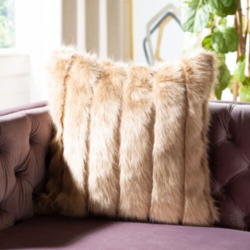 Safavieh Genevra Fur Pillow - Brown Perspective: left