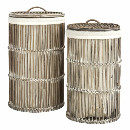Safavieh Libby Rattan Laundry Baskets - White Perspective: left