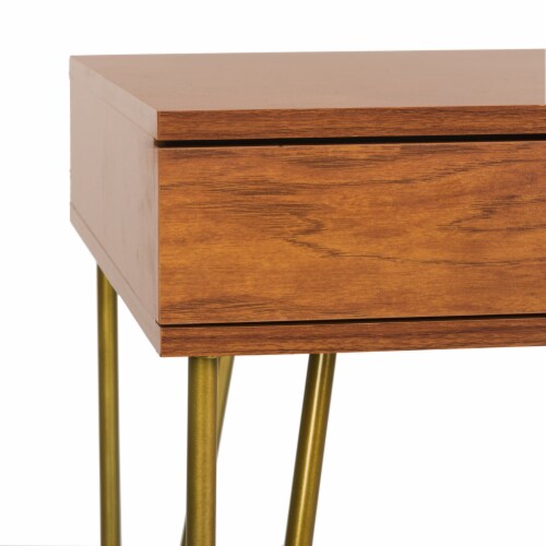 SAFAVIEH Pine 2-Drawer Desk Natural Perspective: left