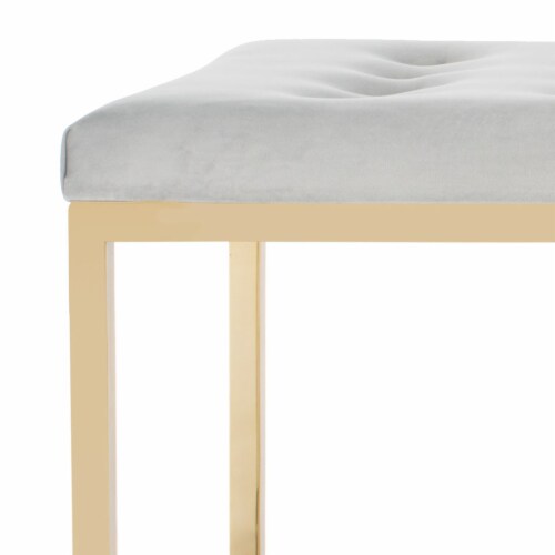 SAFAVIEH Reynolds Velvet Bench Grey / Brass Perspective: left