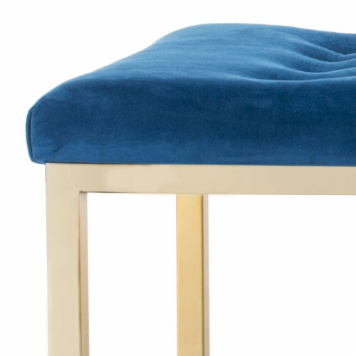 SAFAVIEH Reynolds Velvet Bench Navy / Brass Perspective: left