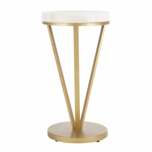 SAFAVIEH Theia Accent Table White / Gold Perspective: left