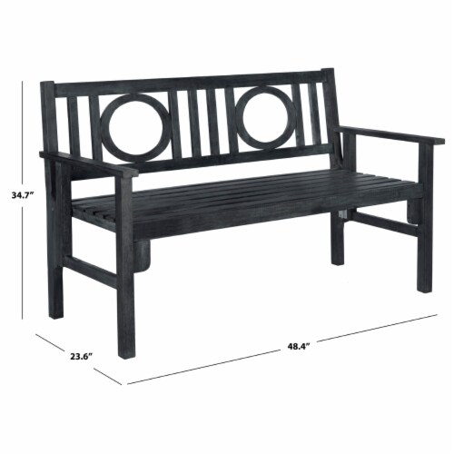 SAFAVIEH Outdoor Collection Piedmont Folding Bench Dark Slate Grey