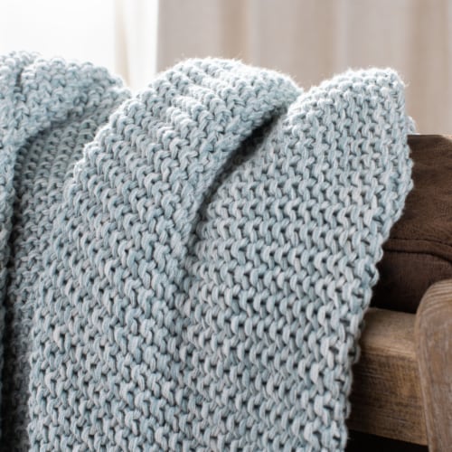 Safavieh Liliana Knit Throw - Dull Blue Perspective: left