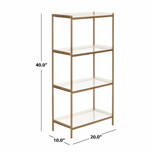 Safavieh ETG3200A Daniella 4 Tier Etagere, White & Brass Perspective: left