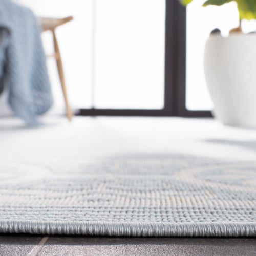 Safavieh Martha Stewart Courtyard Indoor Outdoor Area Rug - Aqua / Cream Perspective: left