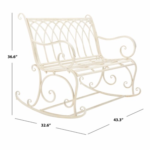 SAFAVIEH Outdoor Collection Ressi Rock Bench Pearl White Perspective: left