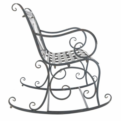 SAFAVIEH Outdoor Collection Ressi Rock Bench Black Rust Perspective: left