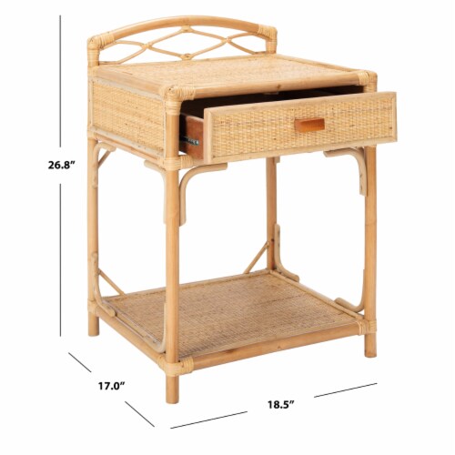 SAFAVIEH Bea 1-Drawer 1 Shelf Nightstand Natural Perspective: left