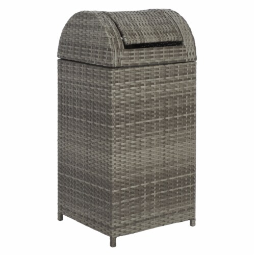 SAFAVIEH Outdoor Collection Serapis Trash Bin Grey Perspective: left