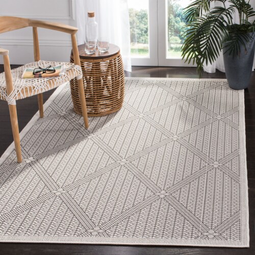 Safavieh Martha Stewart Courtyard Indoor Outdoor Accent Rug - Charcoal / Beige Perspective: left
