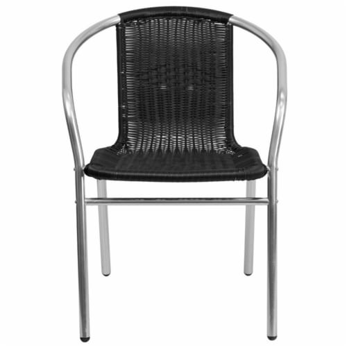 Flash Furniture  Commercial Aluminum & Black Rattan Indoor & Outdoor Restaurant Stack Chair Perspective: left