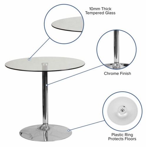 Flash Furniture Table,Tempered Glass,Round,31-1/2  Dia.  CH-7-GG Perspective: left