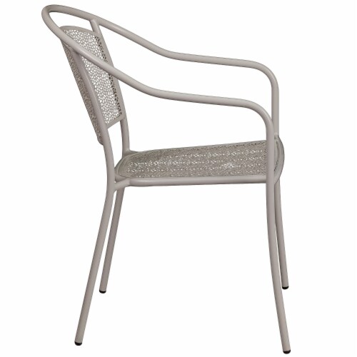 Flash Furniture Light Gray Indoor-Outdoor Steel Patio Arm Chair with Round Back [CO-3-SIL-GG] Perspective: left