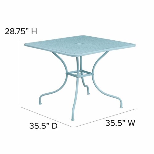 Flash Furniture CO-6-SKY-GG 35.5 in. Square Sky Blue Indoor & Outdoor Steel Patio Table Perspective: left