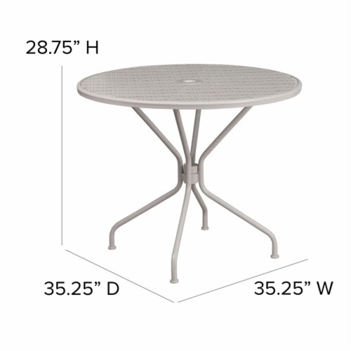 Flash Furniture 35.25'' Round Light Gray Indoor-Outdoor Steel Patio Table CO7SIL Perspective: left