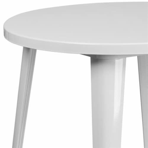 Flash Furniture CH-51090-29-WH-GG 30 in. Round White Metal Indoor & Outdoor Table Perspective: left