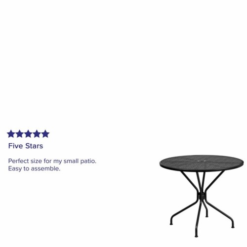 Flash Furniture CO-7-BK-GG Indoor-Outdoor Steel Patio Table , Black - 35.25 in. Round Perspective: left