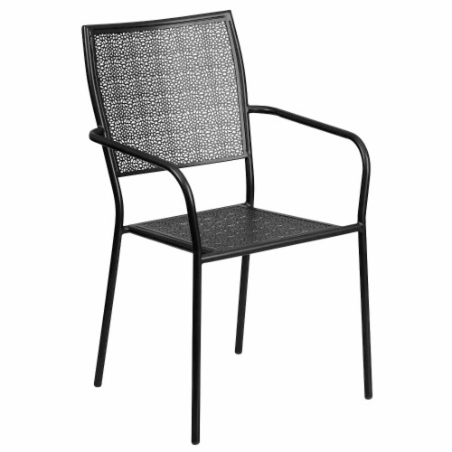 Flash Furniture Steel Folding Patio Table Set Black 5-Pieces (CO30BKF02CHR4BK) Perspective: left