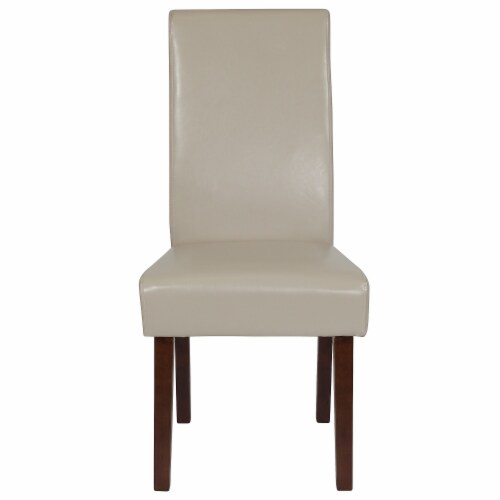 Flash Furniture Greenwich Series Mid-Century Modern LeatherSoft Parsons Dining Chair Beige Perspective: left