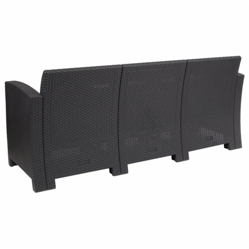 Flash Furniture Wicker Patio Sofa in Dark Gray Perspective: left