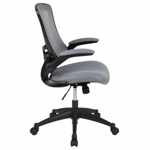 Emma + Oliver Mid-Back Dark Gray Mesh Swivel Ergonomic Task Office Desk Chair - Flip-Up Arms Perspective: left