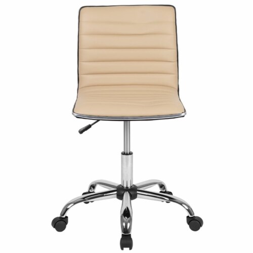 Flash Furniture Low Back Armless Ribbed Swivel Task Chair Tan DS512BTAN Perspective: left