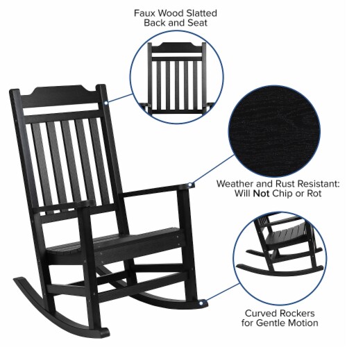 Flash Furniture BLACK WOOD ROCKING CHAIR JJC14703BK Perspective: left