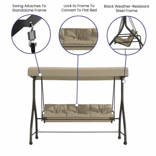 Flash Furniture Outdoor Steel Patio Swing Tan (TLH007TAN) Perspective: left