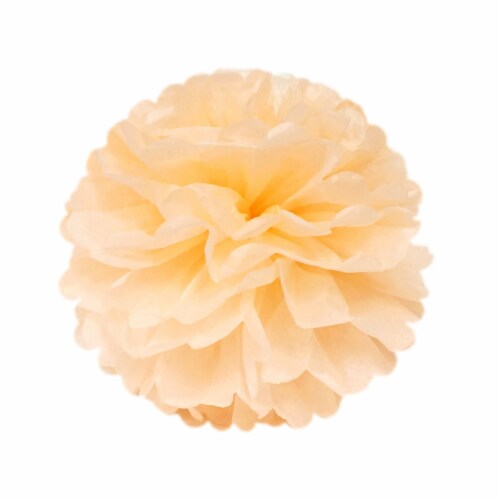 Wrapables Set of 18 Tissue Pom Pom Party Decorations, Peach/Ivory/Light Pink Perspective: left